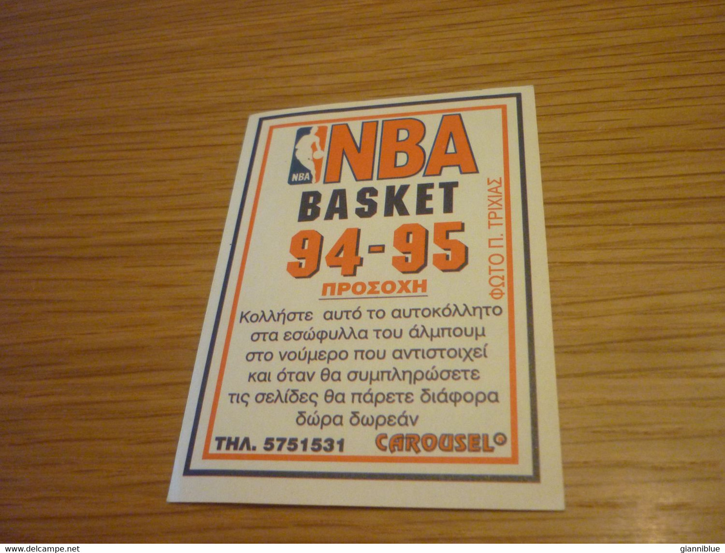 Minnesota Timberwolves Team Logo Sign NBA Basket 94-95 Rare Greek Edition No Panini Basketball Unstuck Sticker #259 - 1990-1999