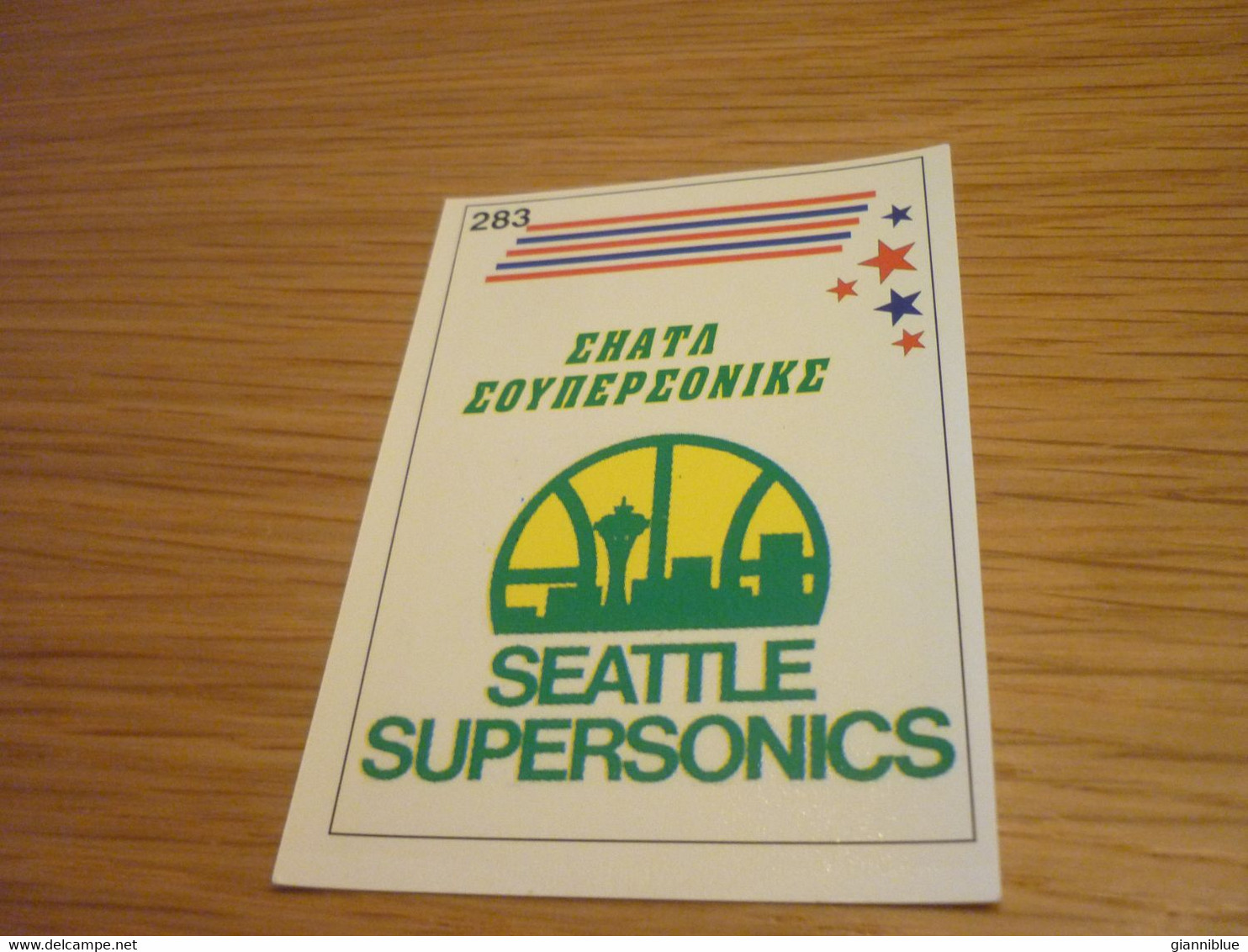 Seattle Supersonics Team Sign Logo Badge NBA Basket 94-95 Rare Greek Edition No Panini Basketball Unstuck Sticker #283 - 1990-1999