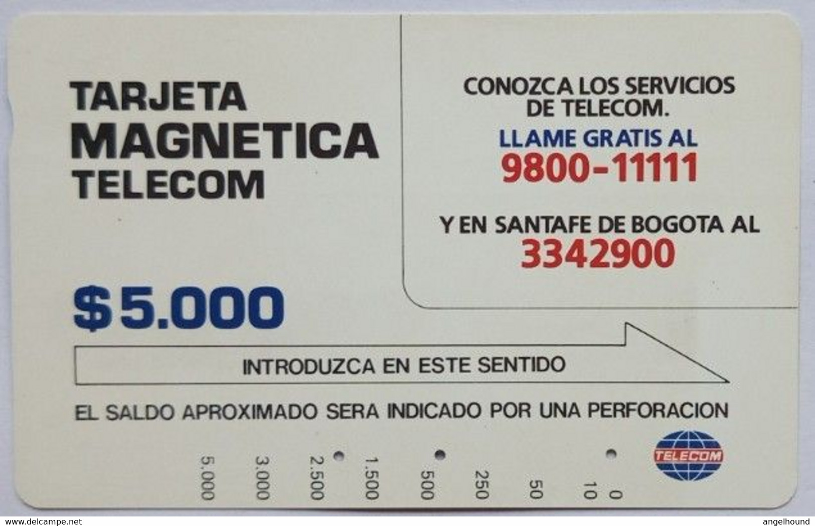 Colombia $5.000 Conozca Los Sevicios De Telecom - Colombie