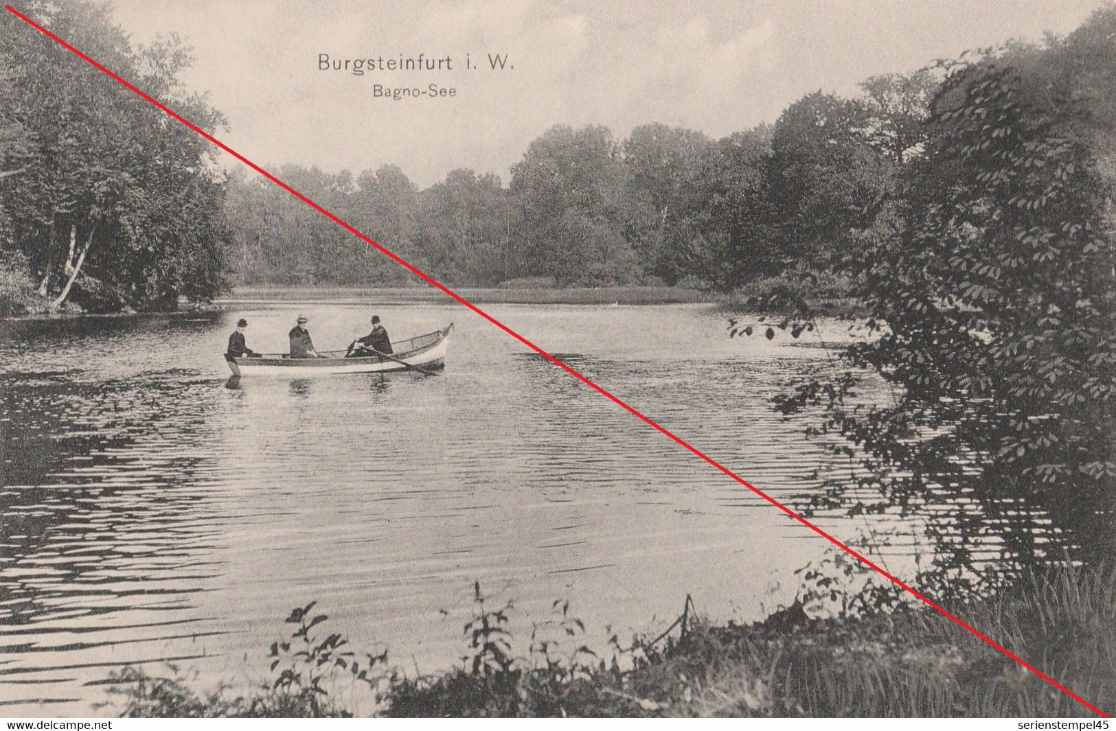 AK Steinfurt Burgsteinfurt I Westfalen Bagno See Mit Boot Ungelaufen - Steinfurt