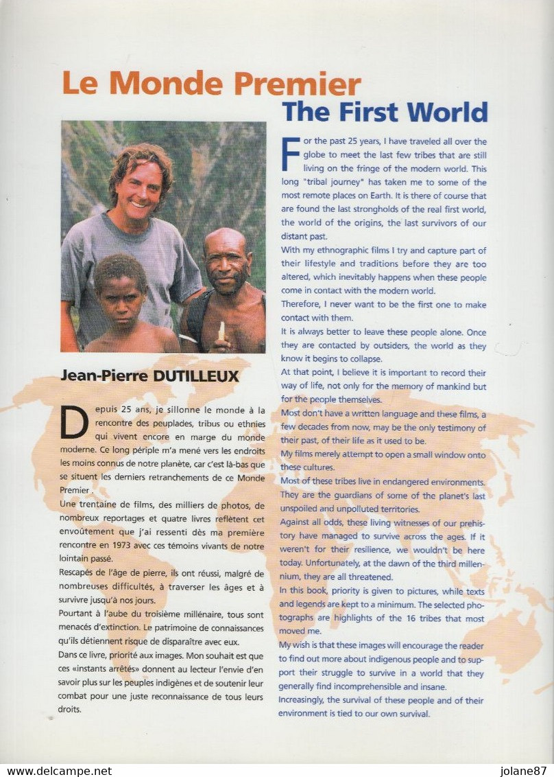 LIVRE    RAONI LE MONDE PREMIER  -  THE FIRST WORLD  -   JEAN PIERRE DUTILLEUX - Sociologia