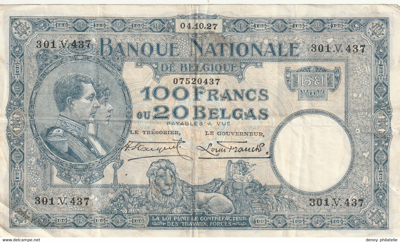Belgique Billet De 100 Francs Du 08 06 1929  Plis Et Froissures Mais Avec Son Craquant - 100 Frank & 100 Frank-20 Belgas