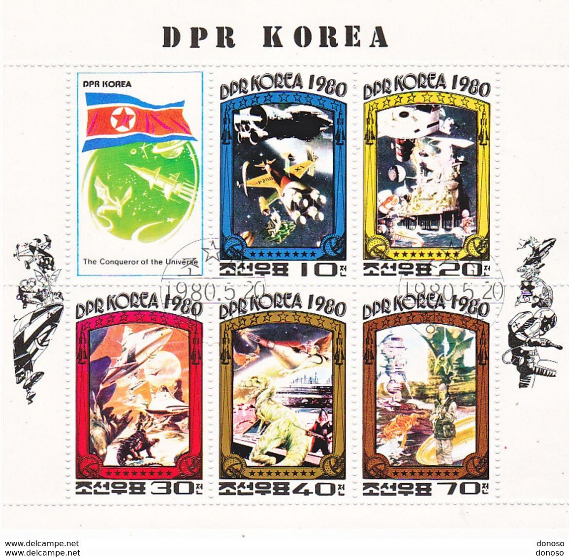 COREE DU NORD 1980 Les Conquérants De L'univers Feuille Michel 2002-2007 Oblitéré - Korea (Nord-)