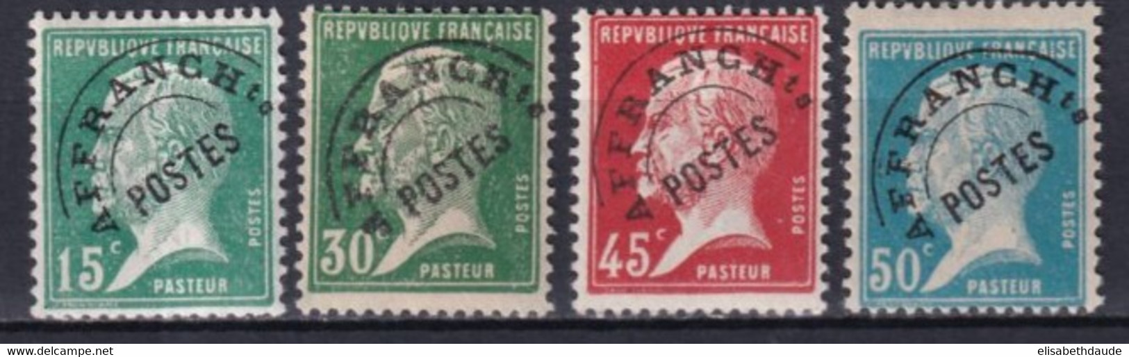 PREOBLITERE PASTEUR - YVERT N°65/68 * MLH (68 SIGNE BRUN) - COTE = 239 EUR - 1893-1947