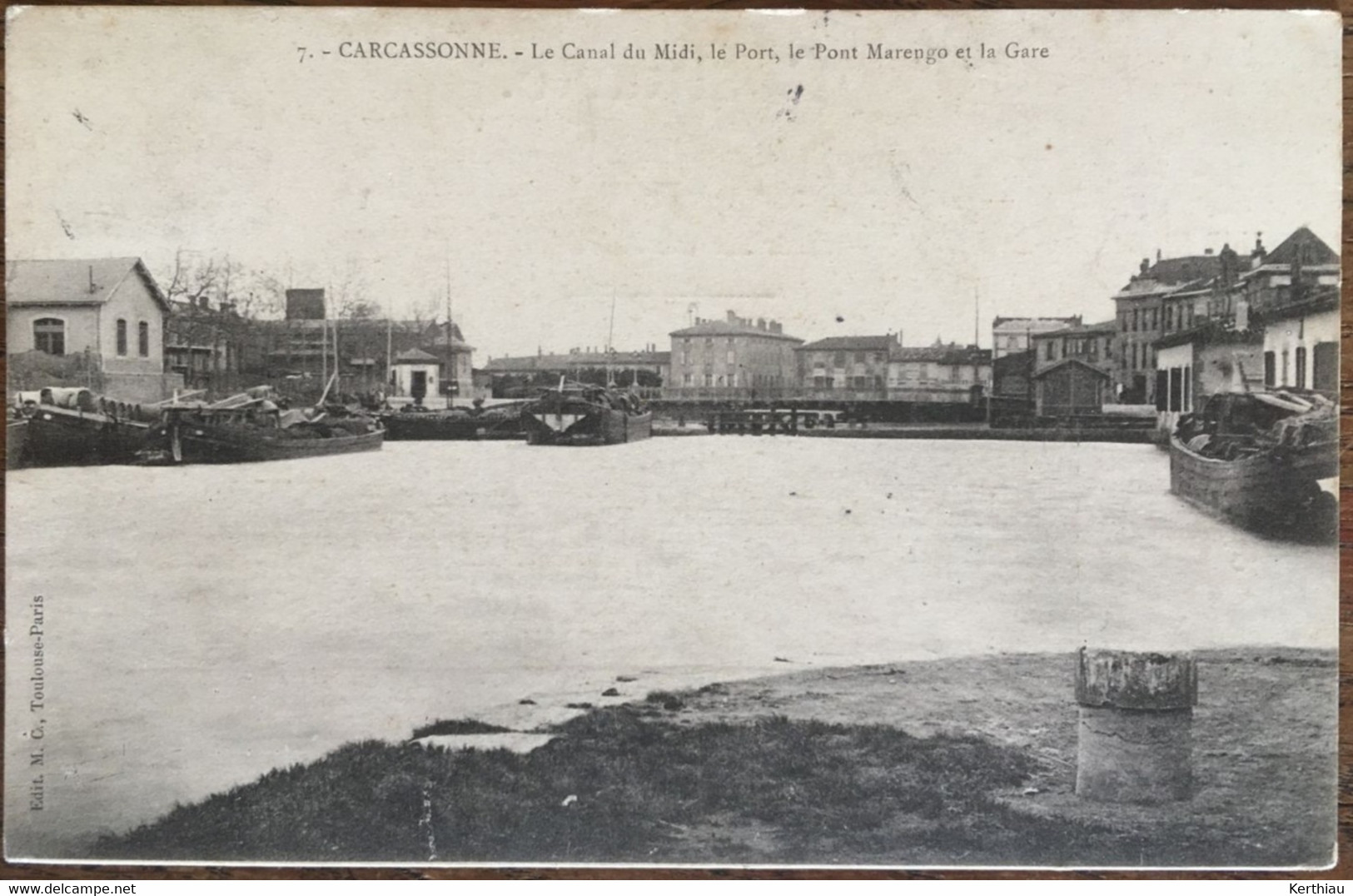 Carcassonne - Le Canal Du Midi, Le Port, Le Pont Marengo Et La Gare - Carte Précurseur Circulée Années 1900 - Carcassonne