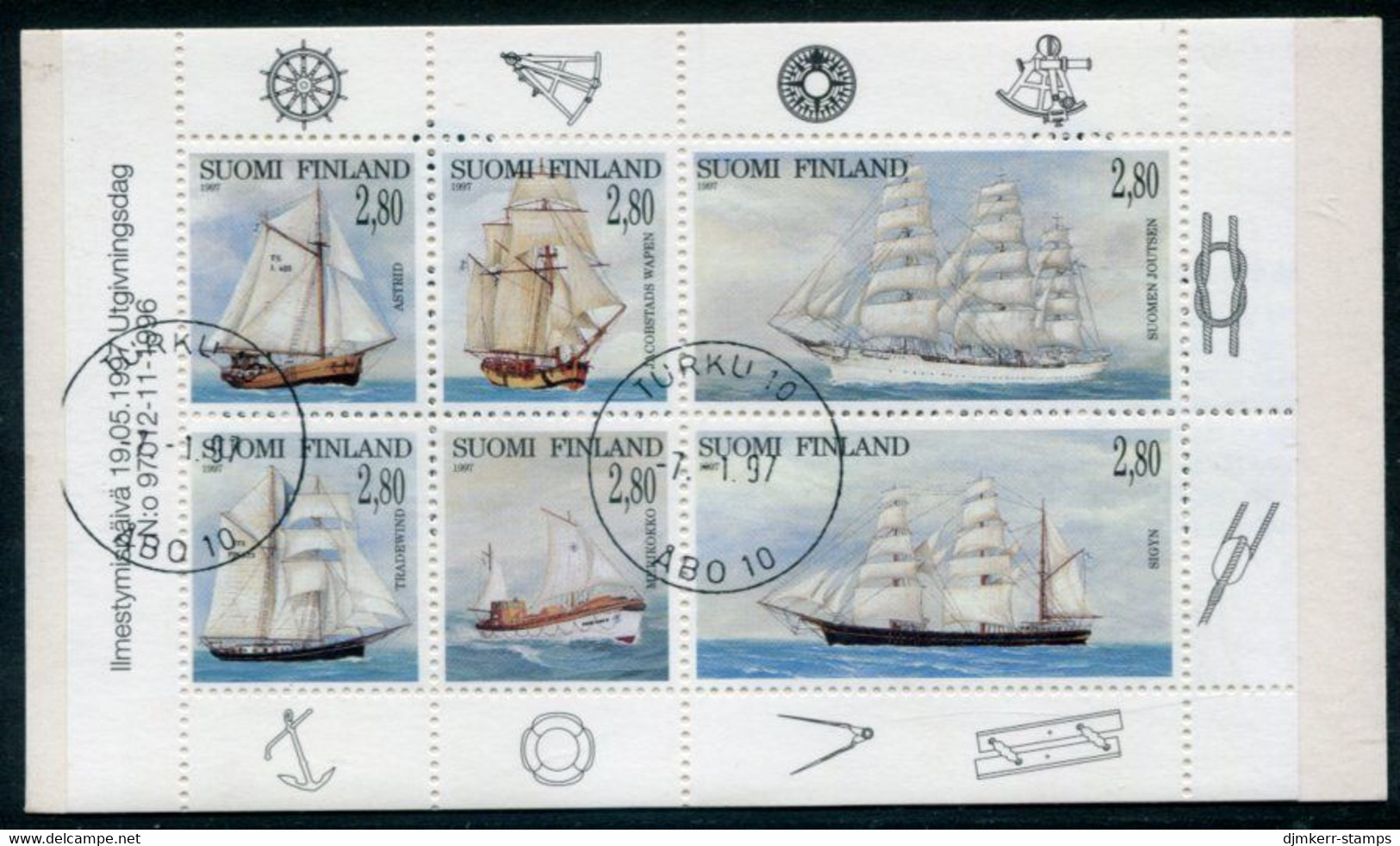 FINLAND 1997 Sailing Ships Booklet Used.  Michel 1385-90 - Used Stamps