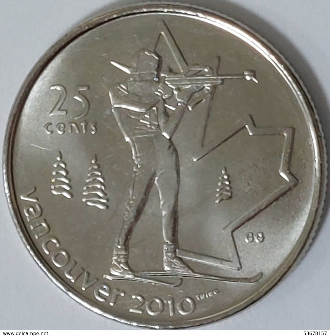 Canada - 25 Cents, 2007, XXI Winter Olympic Games, Vancouver 2010 - Biathlon, Unc, KM# 685 - Canada