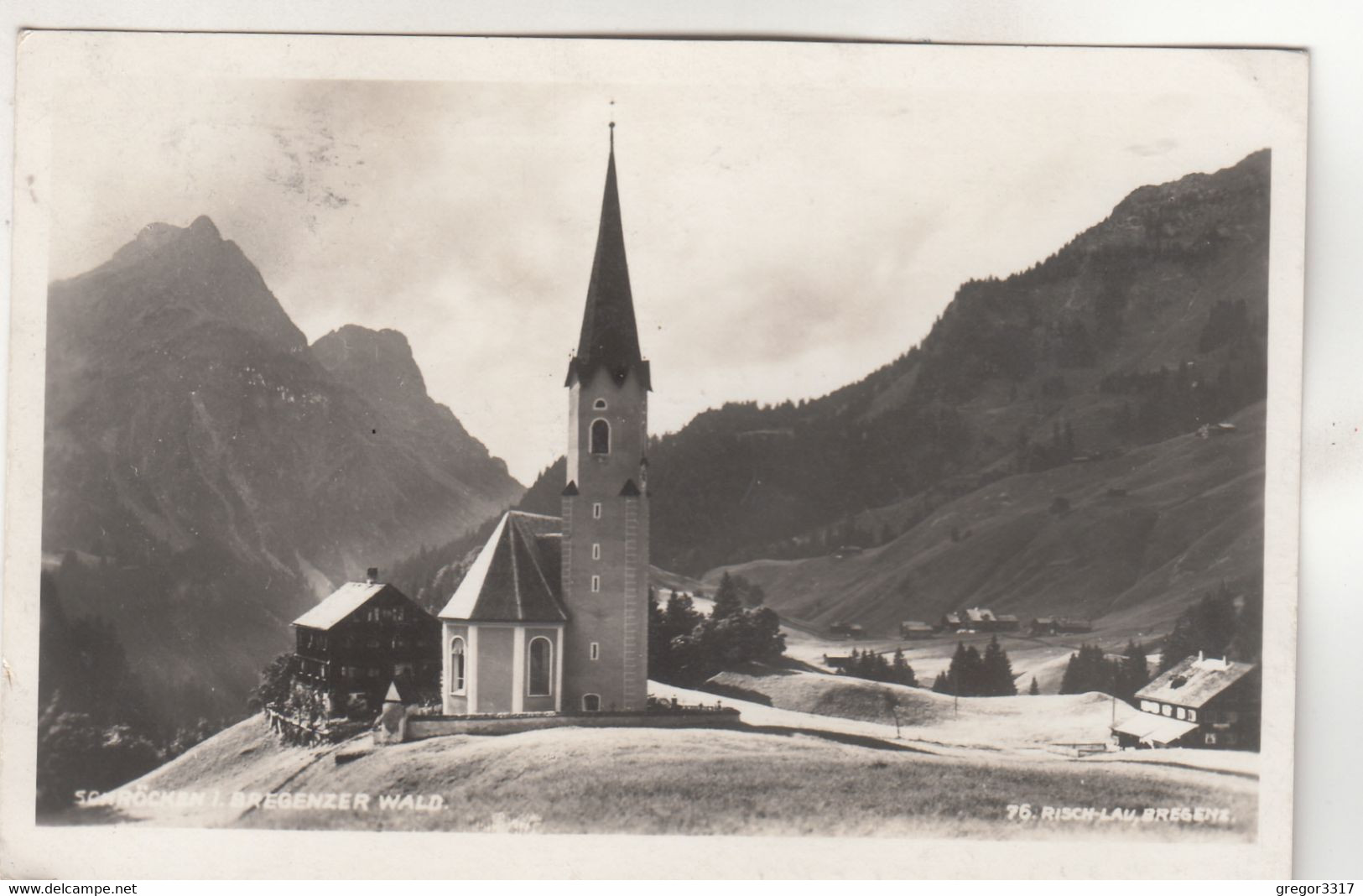 B2274) SCHRÖCKEN I. Bregenzer Wald - KIRCHE U. Häuser Daneben - Tolle Alte DETAIL AK - Gel. SCHOPPERNAU - Alt !! - Schröcken