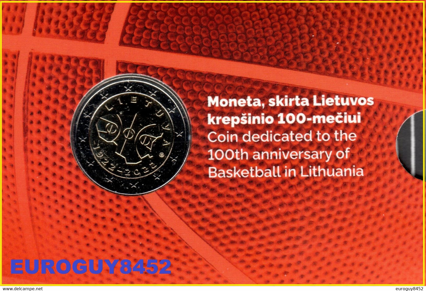 LITOUWEN - COINCARD 2 € COM. 2022 BU - 100 JAAR BASKETBAL - Litauen