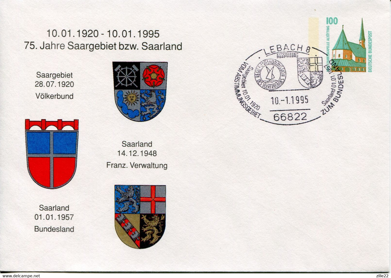 Germany Deutschland Postal Stationery - Cover - Altötting Design - Saar Heraldic - Private Covers - Used
