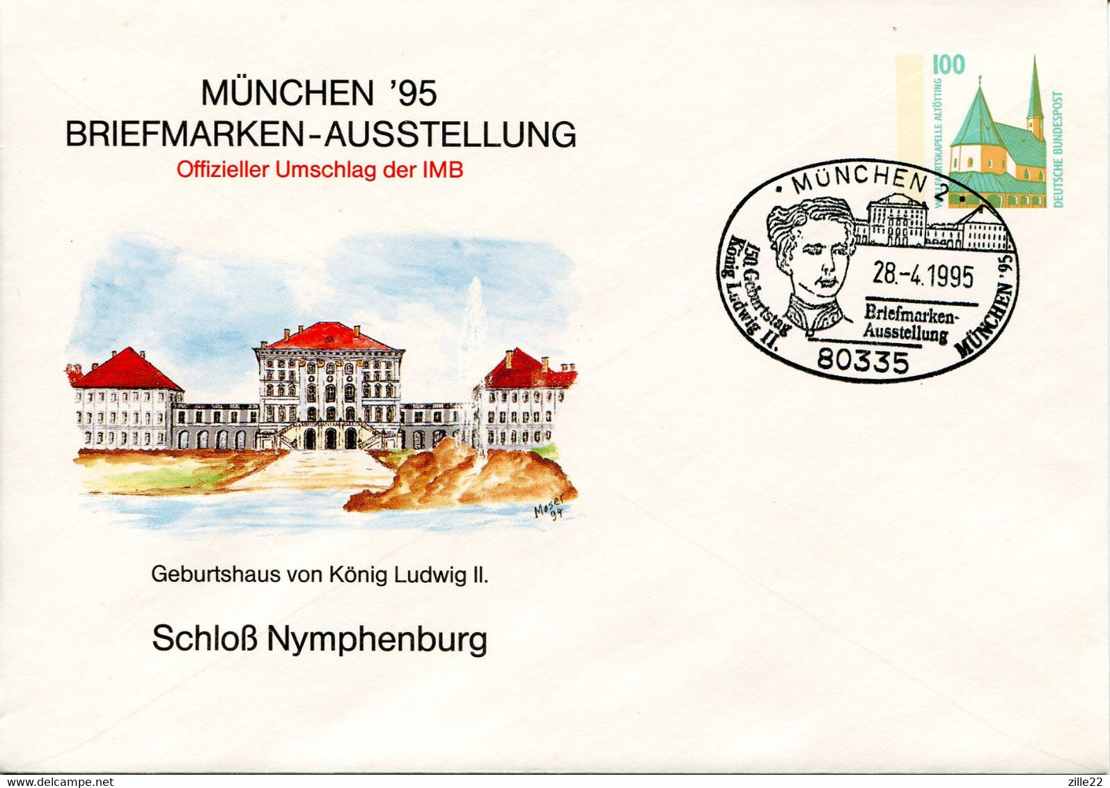 Germany Deutschland Postal Stationery - Cover - Altötting Design - King Louis II. Of Bavaria - Enveloppes Privées - Oblitérées