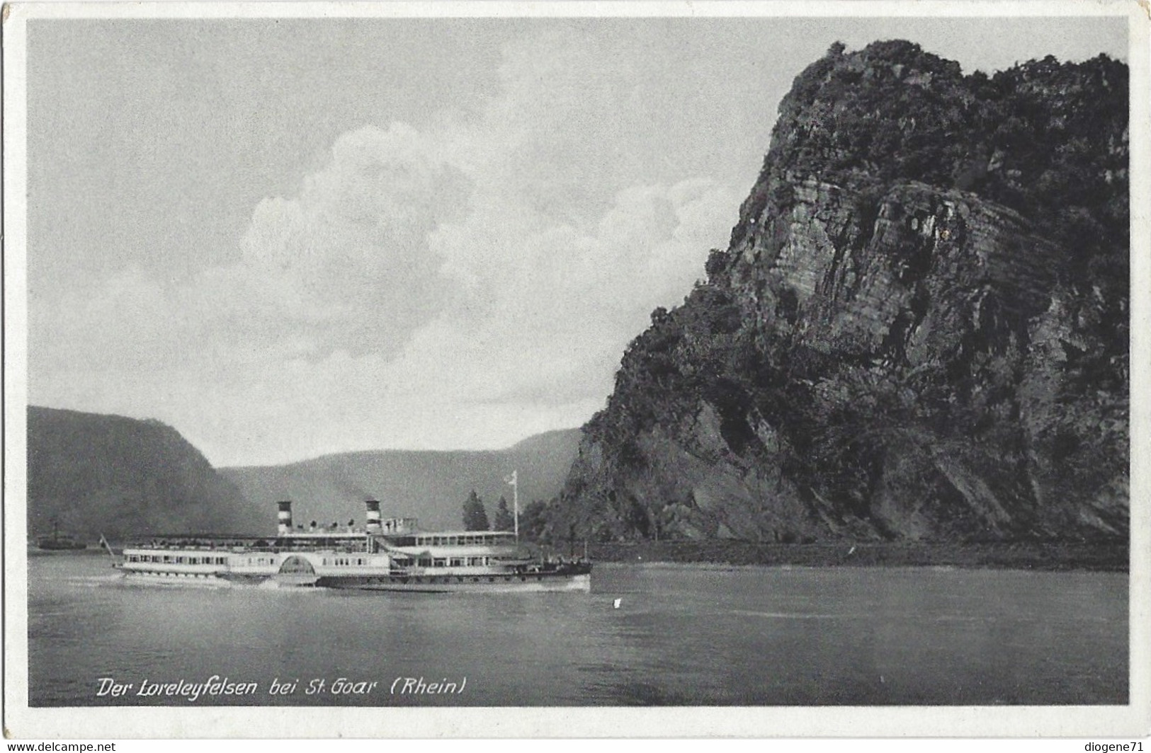 Die Loreleyfelsen Bei St Goar (Rhein) Dampfschiff - Loreley