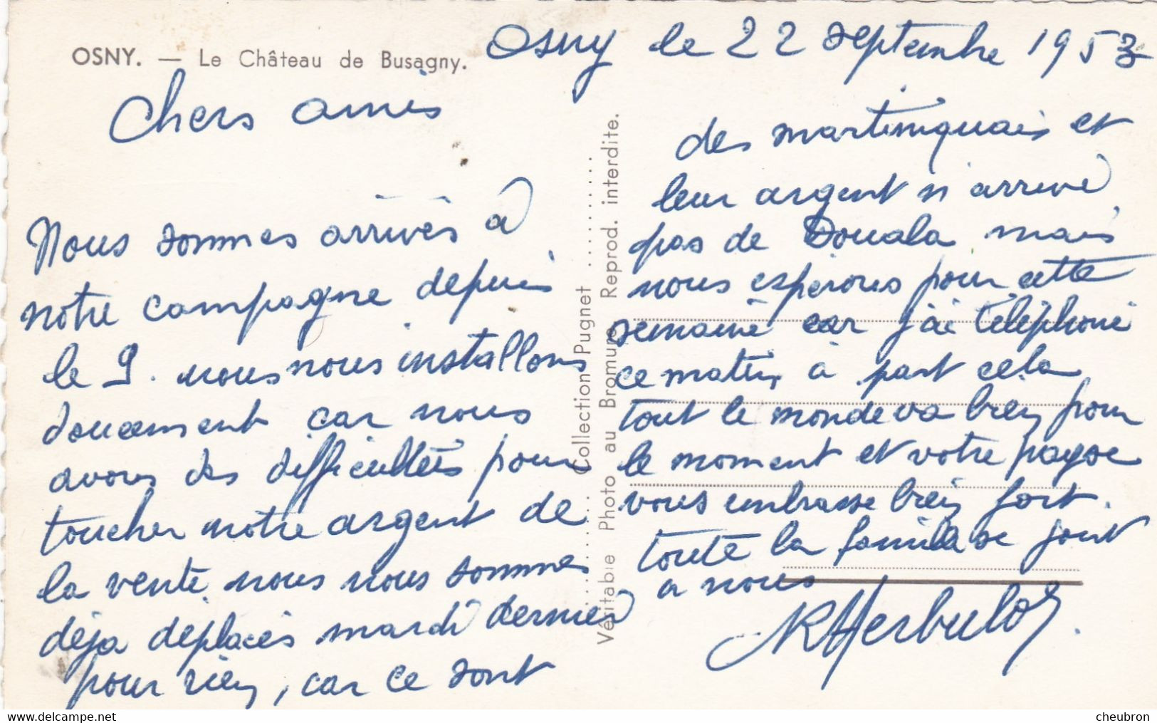 95. OSNY . CPA. LE CHATEAU DE BUSAGNY. + TEXTE ANNÉE 1953 - Osny