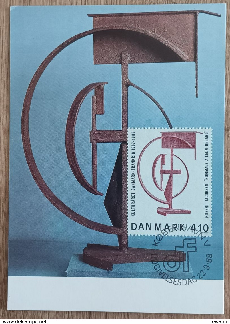 DANEMARK - CM 1988 - YT N°931 - ANNEE CULTURELLE FRANCE DANEMARK / ROBERT JACOBSEN - Maximum Cards & Covers