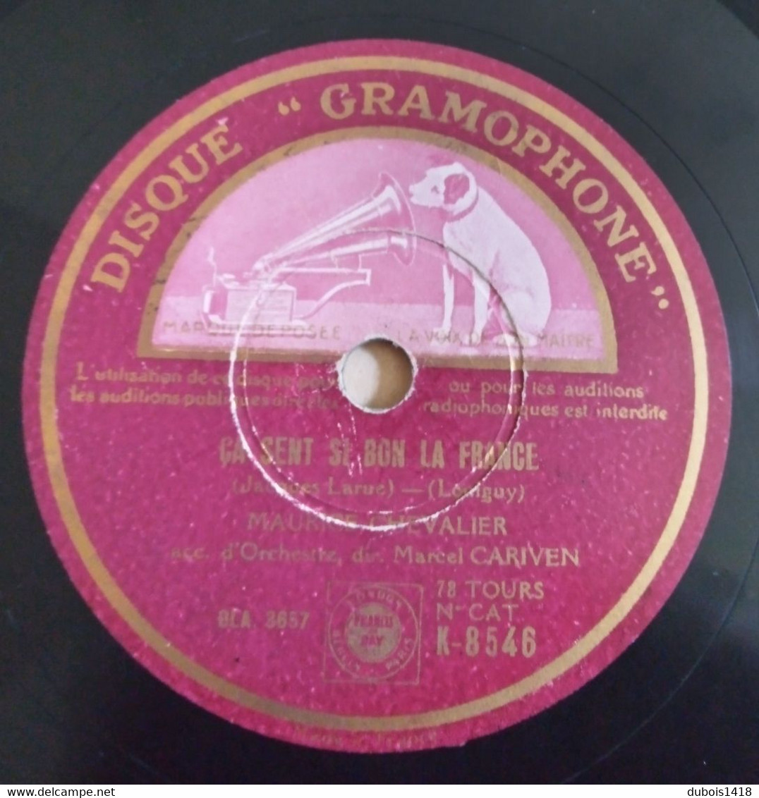 Disque Gramophone K-8546 Maurice Chevalier - 78 G - Dischi Per Fonografi