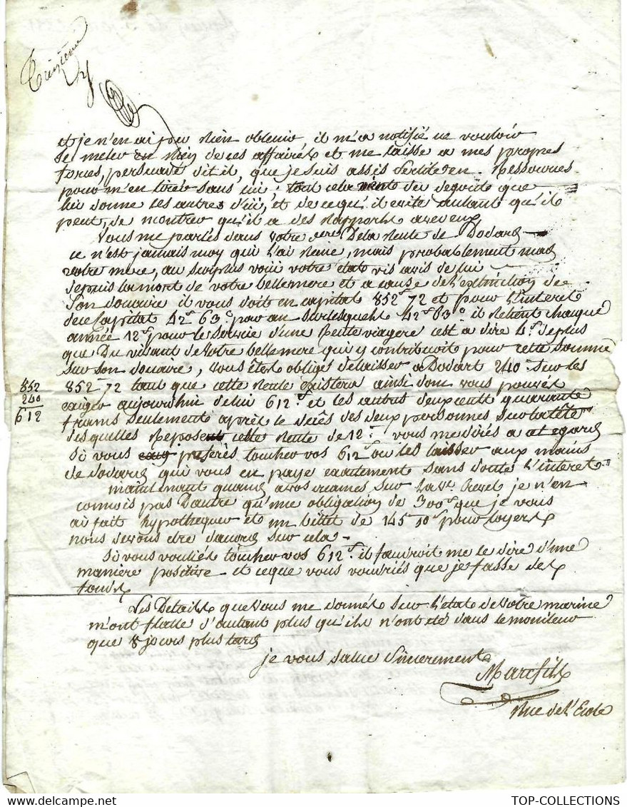 MARINE NAVIGATION 1855 LETTRE  AFFAIRES FAMILLE RENTES  ETC Lieutenant De Vaisseau Carpentin à Bord De L’Annibal Toulon - Documents Historiques