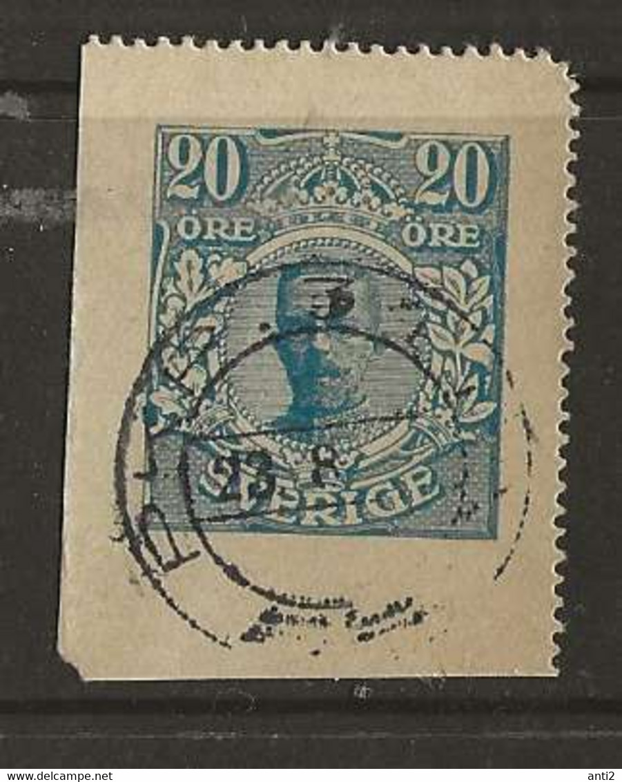 Sweden Sverige   King Gustav V   Imprinted Stamp From Card   20 øre Blue   Cancelled - Collections