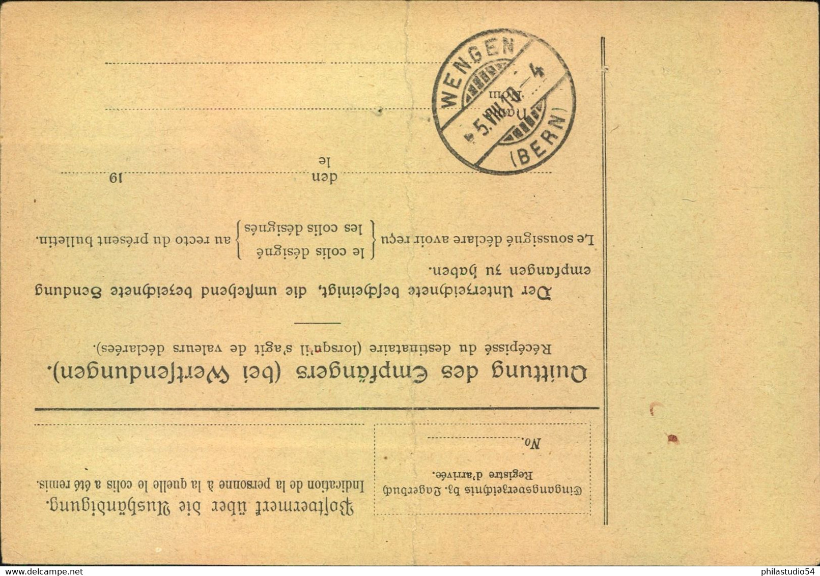 1910, Paketkarte Ab  CHEMNITZ Mit EF 80 Pfg. Germania In Die Schweiz - Autres & Non Classés