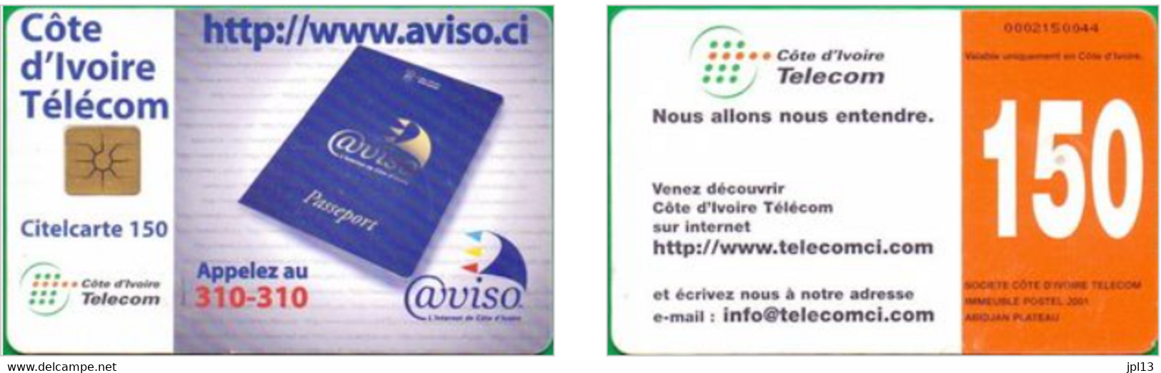 Télécarte à Puce Côte D'Ivoire Côte D'Ivoire Télécom - Aviso, Puce Gem1B White/Gold - Ivory Coast