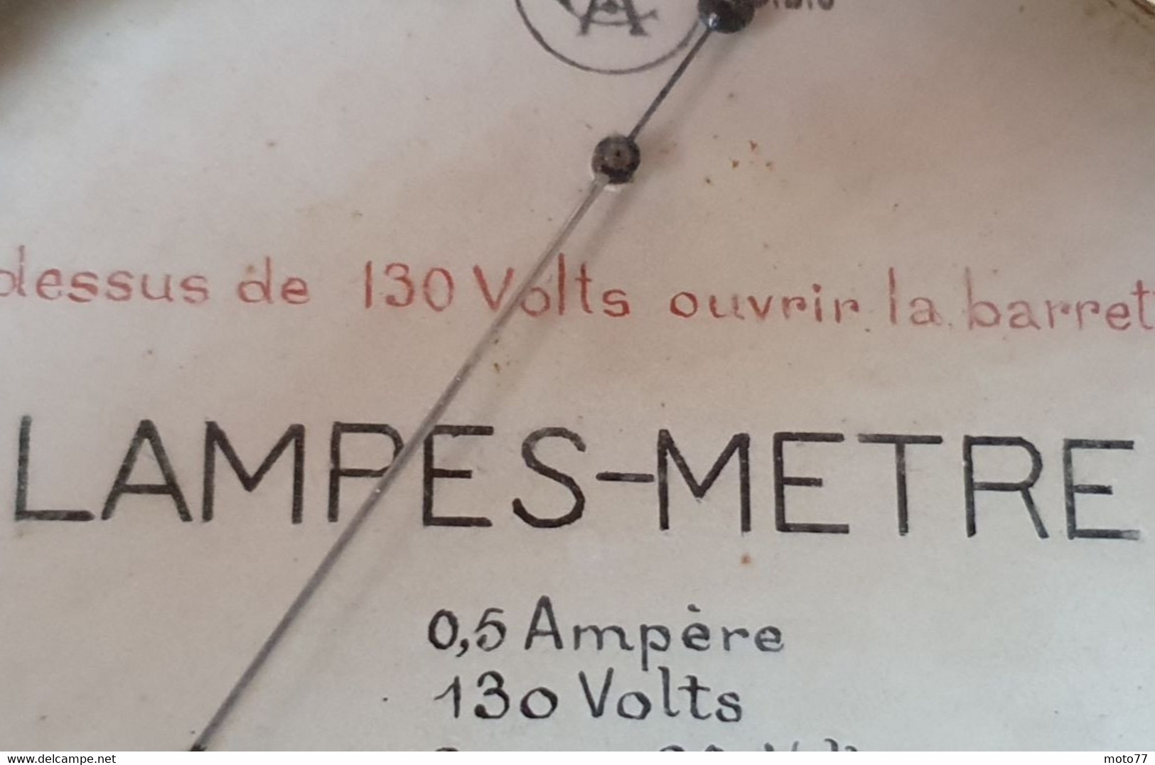 Ancien APPAREIL ÉLECTRIQUE WATTMÈTRE de 0 à 65 watts - Bois Laiton Métal Fil coton - vers 1900 1920