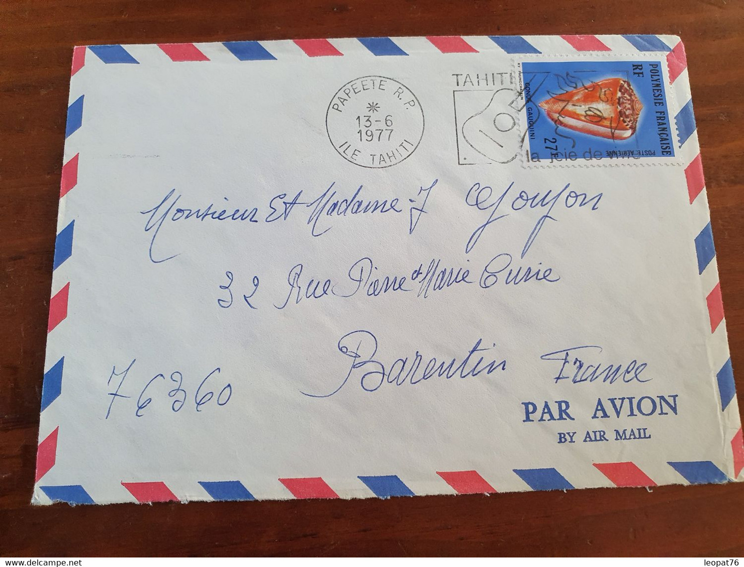 Polynésie - Enveloppe De Papeete Pour La France En 1977 - M 77 - Lettres & Documents