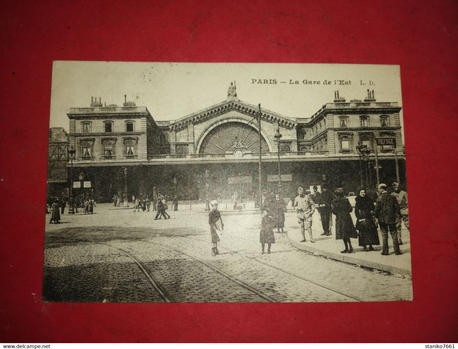 ANCIENNE CARTE POSTALE PARIS GARE DE L'EST 1919 Voyagé Timbré - Stations, Underground