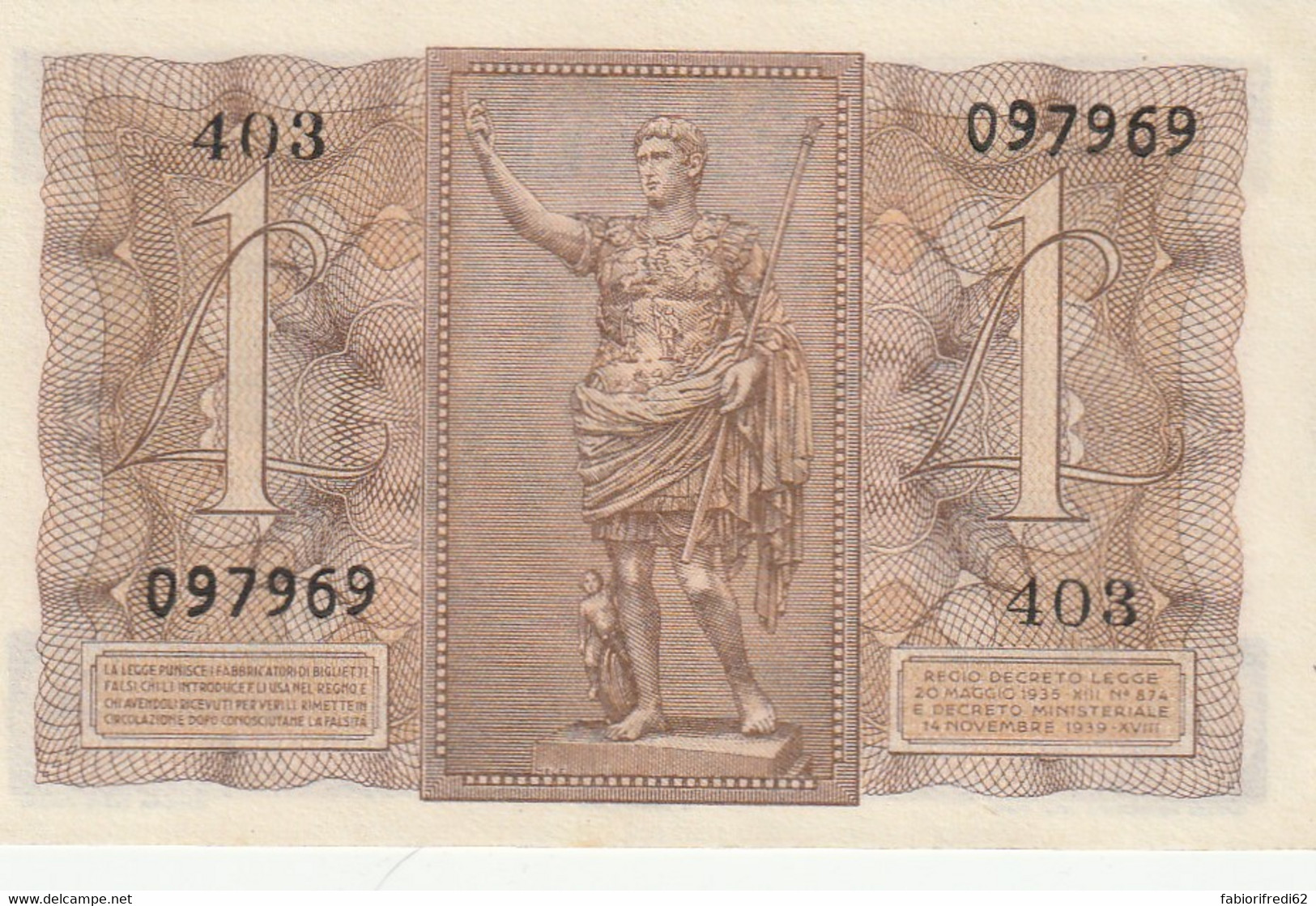 BANCONOTA BIGLIETTO DI STATO ITALIA 1 LIRA UNC (RY7436 - Regno D'Italia – 1 Lira