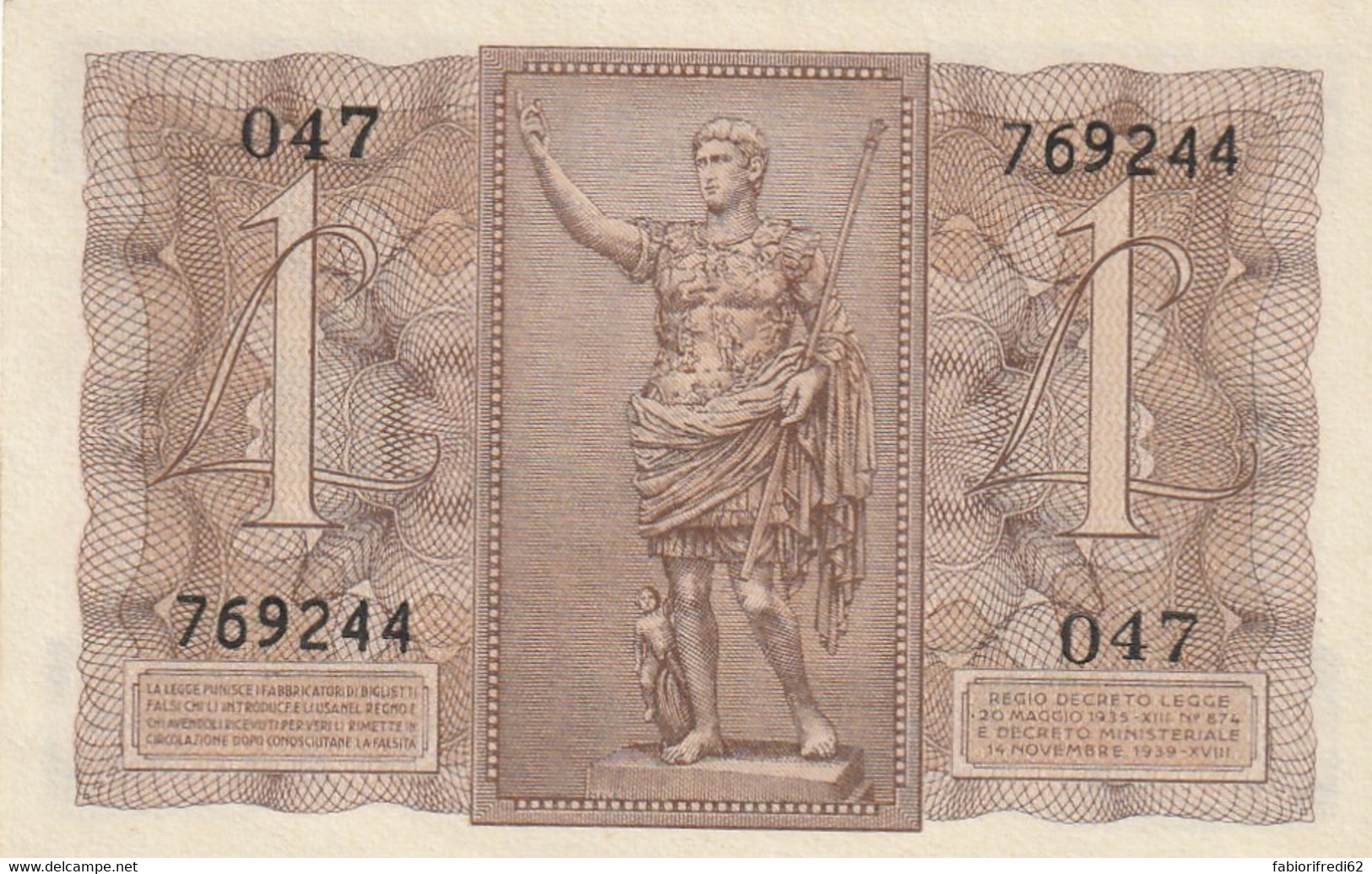 BANCONOTA BIGLIETTO DI STATO ITALIA 1 LIRA UNC (RY7442 - Regno D'Italia – 1 Lira