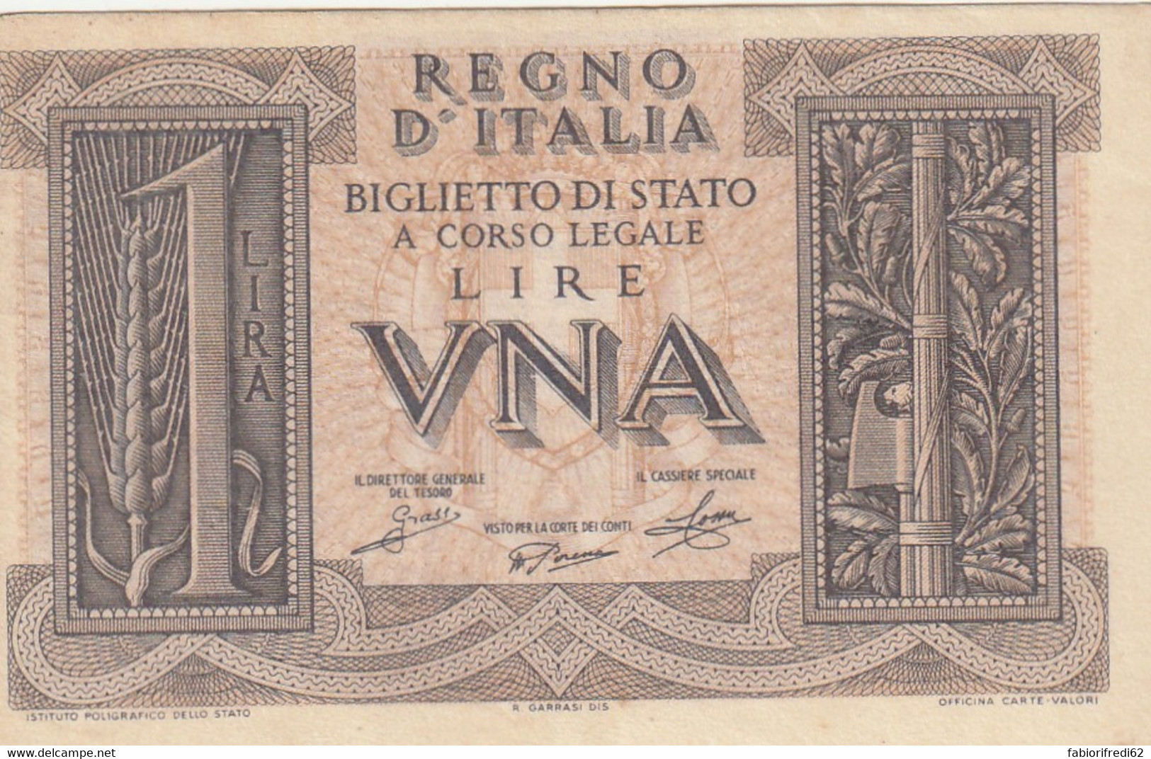 BANCONOTA BIGLIETTO DI STATO ITALIA 1 LIRA UNC (RY7454 - Regno D'Italia – 1 Lire