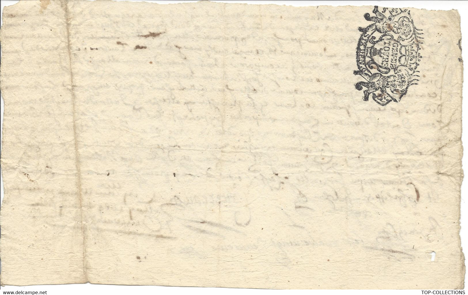 1689 DOCUMENT COMPLET  AVEC CACHET Au Dos GEN DE TOURS SIX DEN BELLE FRAPPE Sign. « Cottereau » V.HISTORIQUI - Cachets Généralité