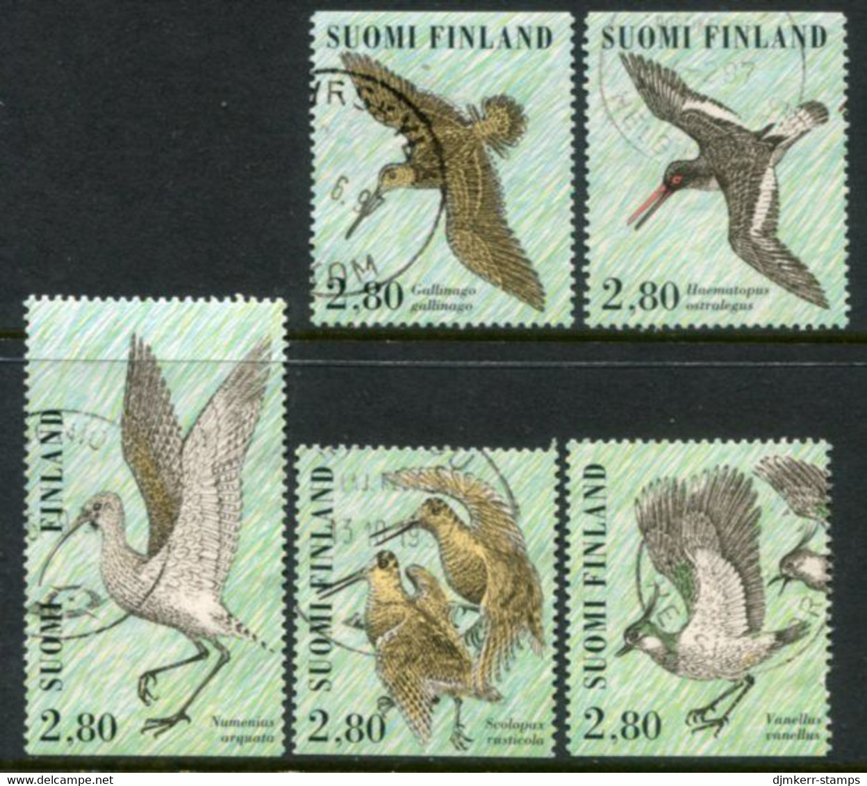 FINLAND 1996 Stamp Day: Wading Birds Singles Ex Block Used.  Michel 1352-56 - Gebruikt