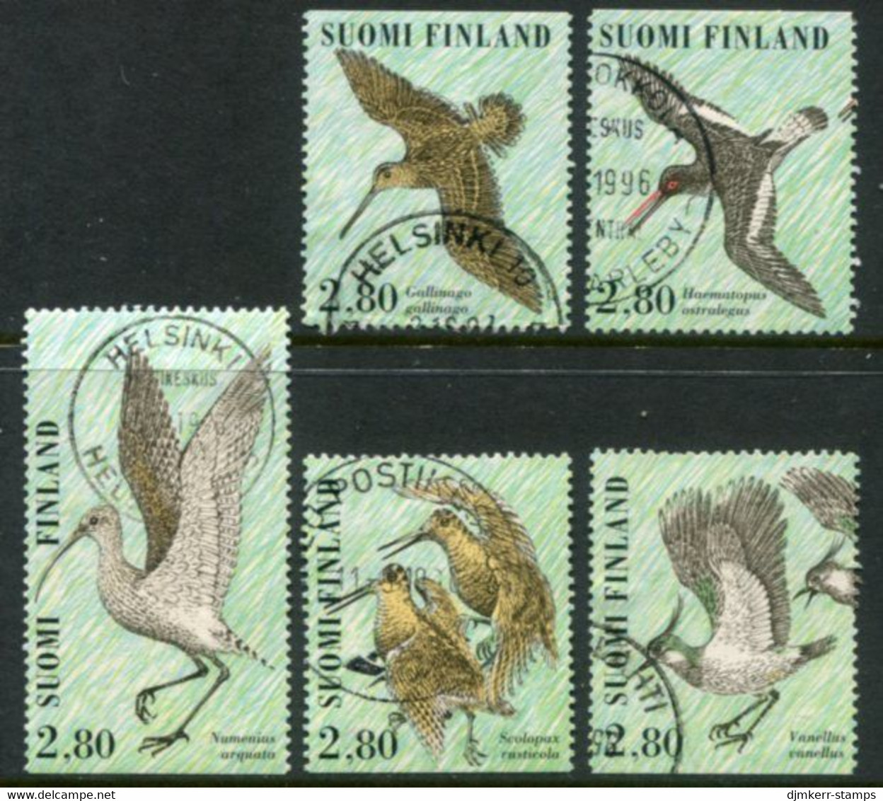 FINLAND 1996 Stamp Day: Wading Birds Singles Ex Block Used.  Michel 1352-56 - Used Stamps