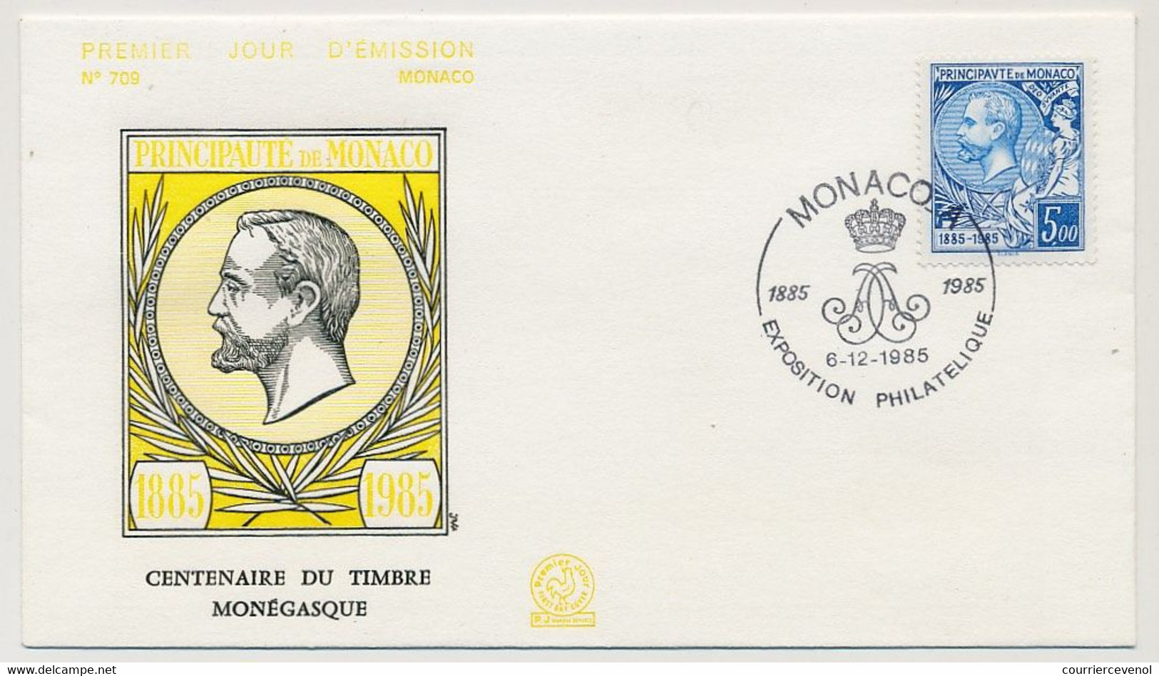 MONACO => 5 Env FDC - Centenaire Du Timbre (Portraits De Souverains) - 5/12/1985 - Dont Bloc Feuillet - FDC