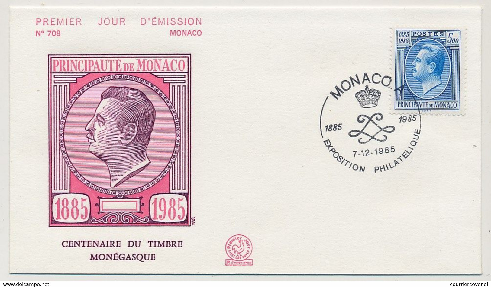 MONACO => 5 Env FDC - Centenaire Du Timbre (Portraits De Souverains) - 5/12/1985 - Dont Bloc Feuillet - FDC