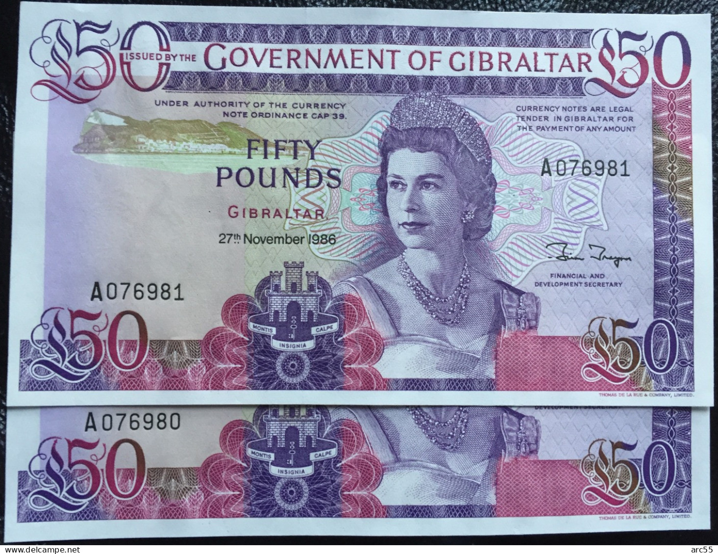 Gibraltar £50 Pounds 1982 UNC Rare Banknote - Gibraltar