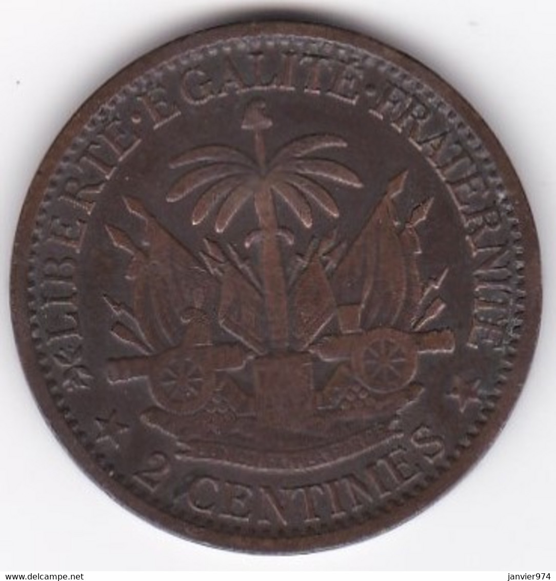 REPUBLIQUE D'HAITI . 2 CENTIMES 1881 AN 78 . BRONZE .KM# 43 - Haiti