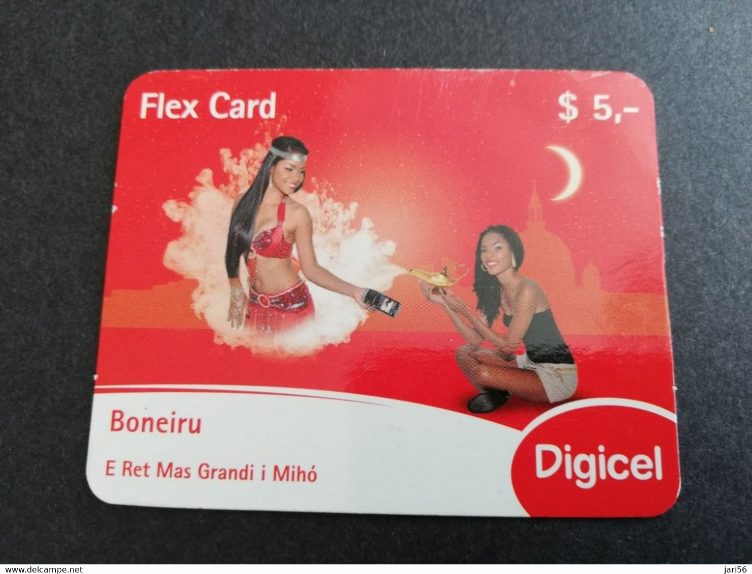 BONAIRE  $ 5, -   DIGICEL FLEXCARD  Genie In Bottle      28/04/2013    ** 9507** - Antillas (Nerlandesas)