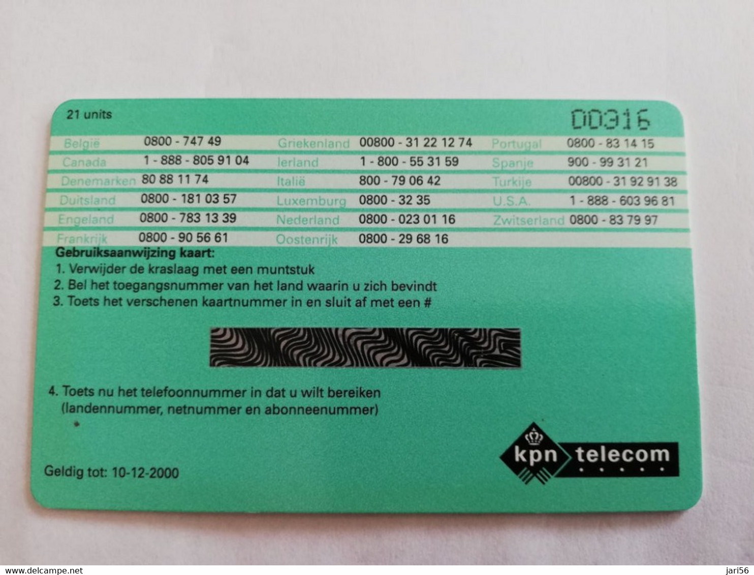 NETHERLANDS  PREPAID  KPN TELECOM  21 CENTURY 21 MINUTES   MINT CARD    ** 9517** - Non Classificati