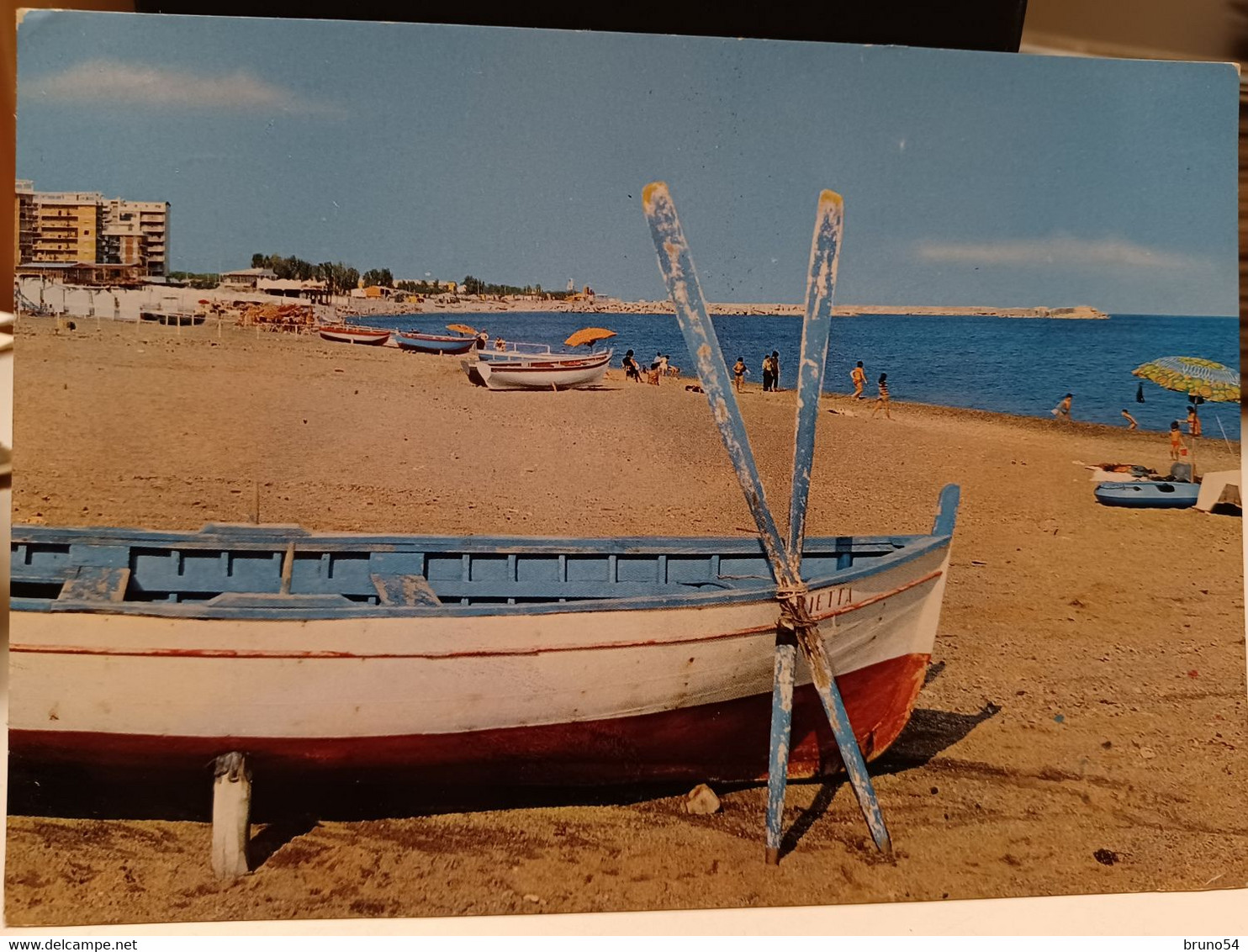 Cartolina Catanzaro Lido Barca A Remi, Spiaggia 1974 - Catanzaro