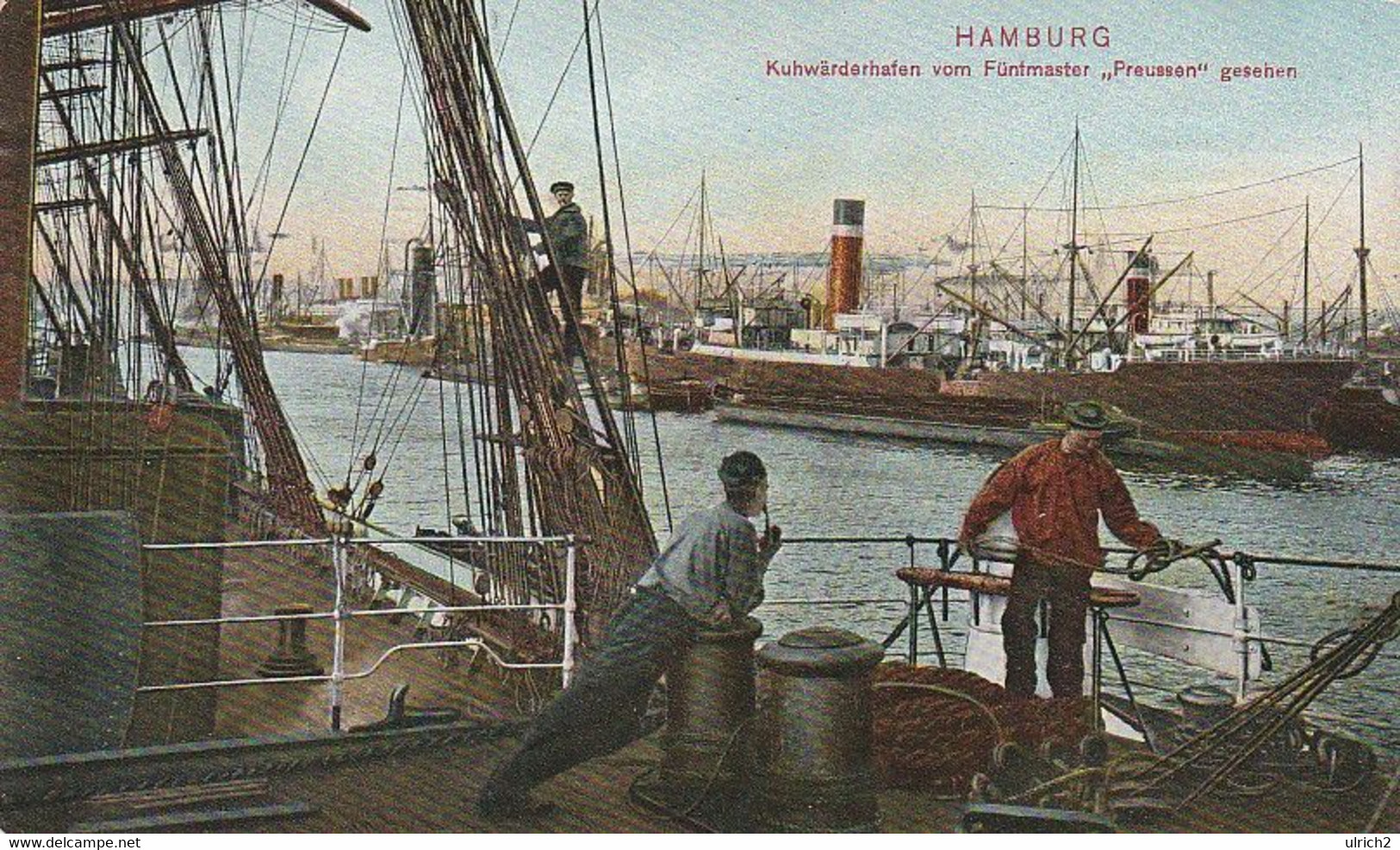 AK Hamburg - Kuhwärderhafen Vom Fünfmaster "Preussen" Gesehen - 1910 (60430) - Finkenwerder