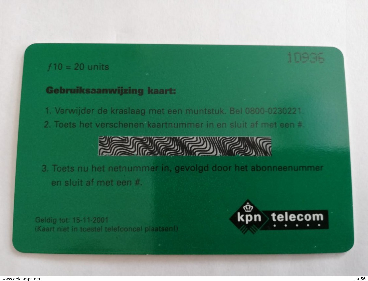 NETHERLANDS  PREPAID  KPN TELECOM  / PLAYING CARD   20 UNITS    MINT CARD    ** 9519** - Sin Clasificación