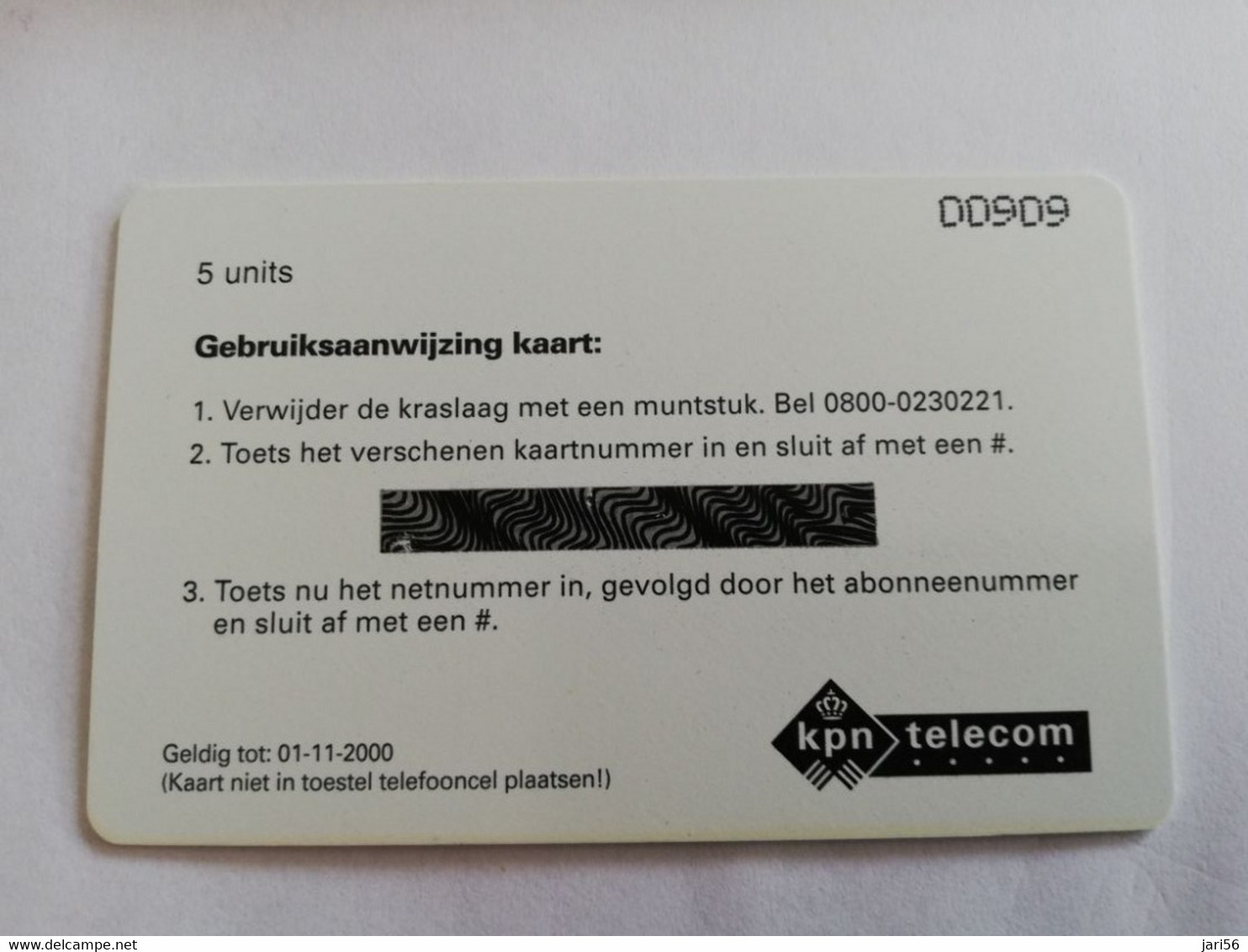 NETHERLANDS  PREPAID  KPN TELECOM  /CMG      5 UNITS    MINT CARD    ** 9524** - Sin Clasificación