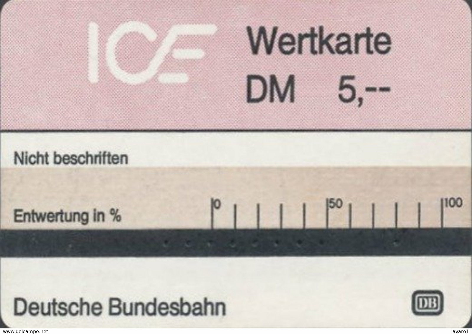 GERMANY : TI1A ICE Wertkarte DM 5,- (DB) USED - Vorläufer