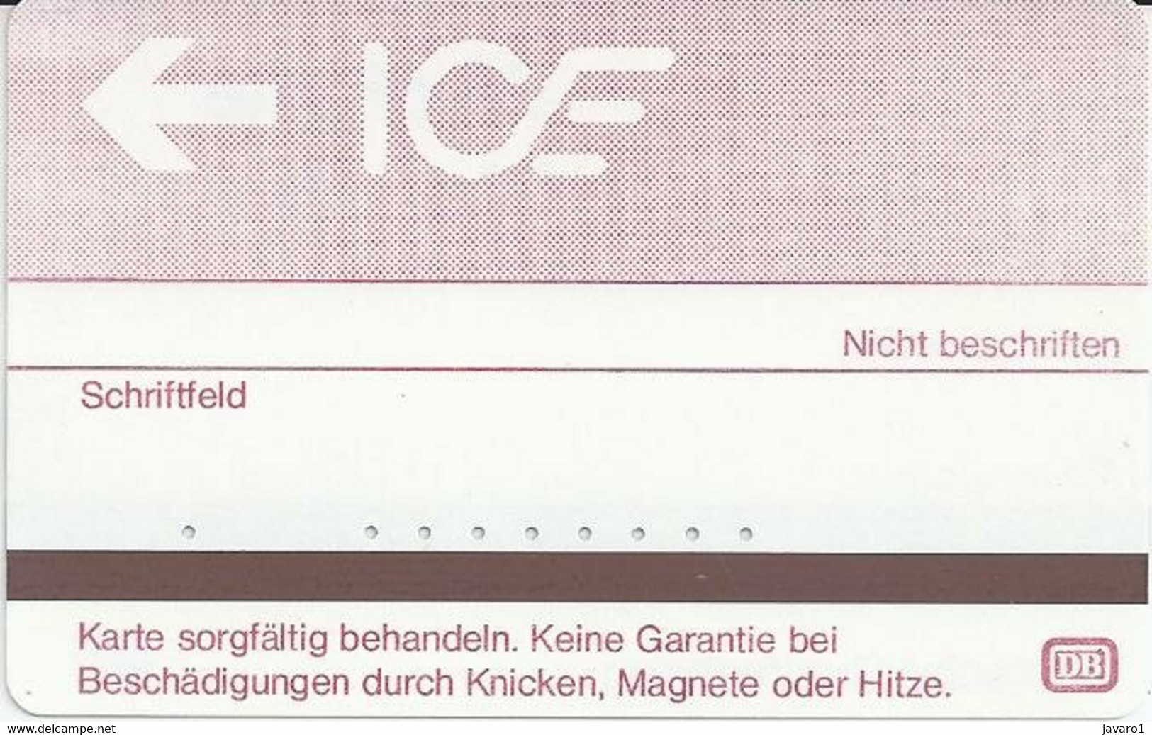 GERMANY : TI1A ICE Wertkarte DM 5,- (DB) USED - Voorlopers