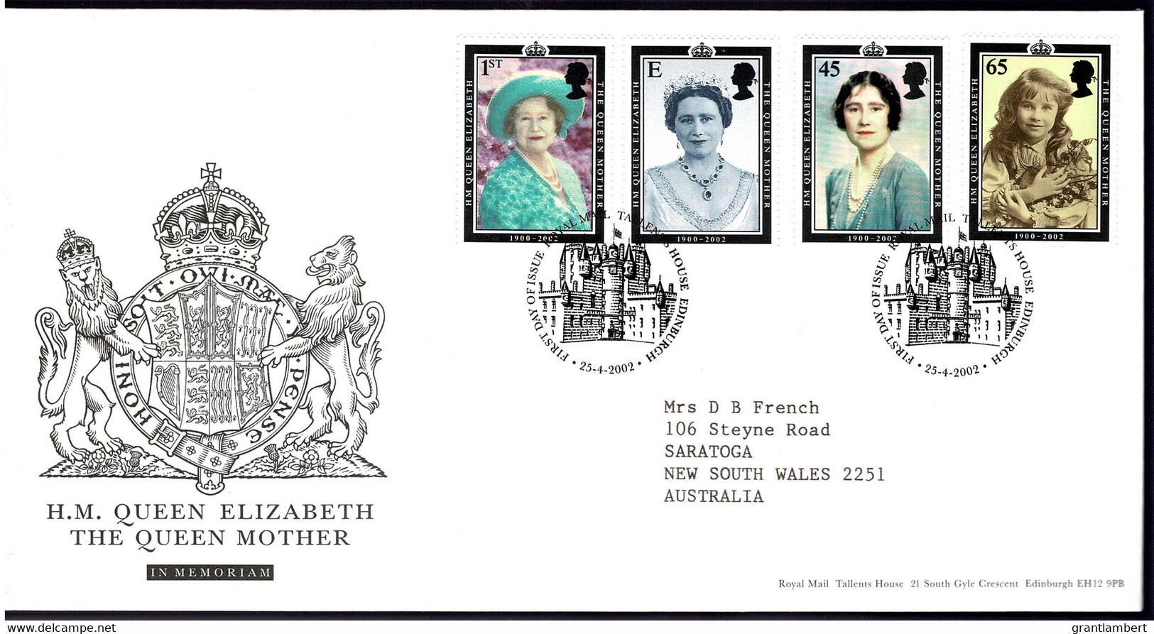 Great Britain 2002 Queen Elizabeth The Queen Mother FDC - 2001-2010. Decimale Uitgaven