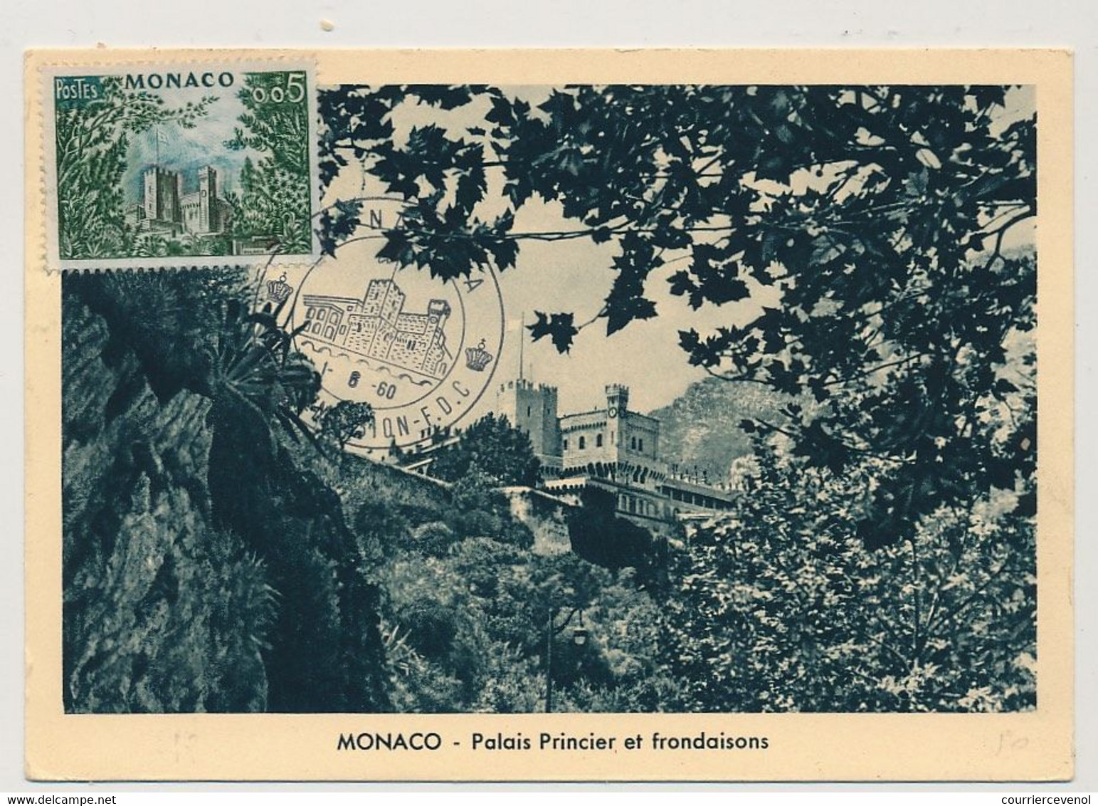 MONACO => Carte Maximum - 0,05 - Palais Princier Et Frondaisons - Monaco A - 1/6/1960 - Maximumkaarten