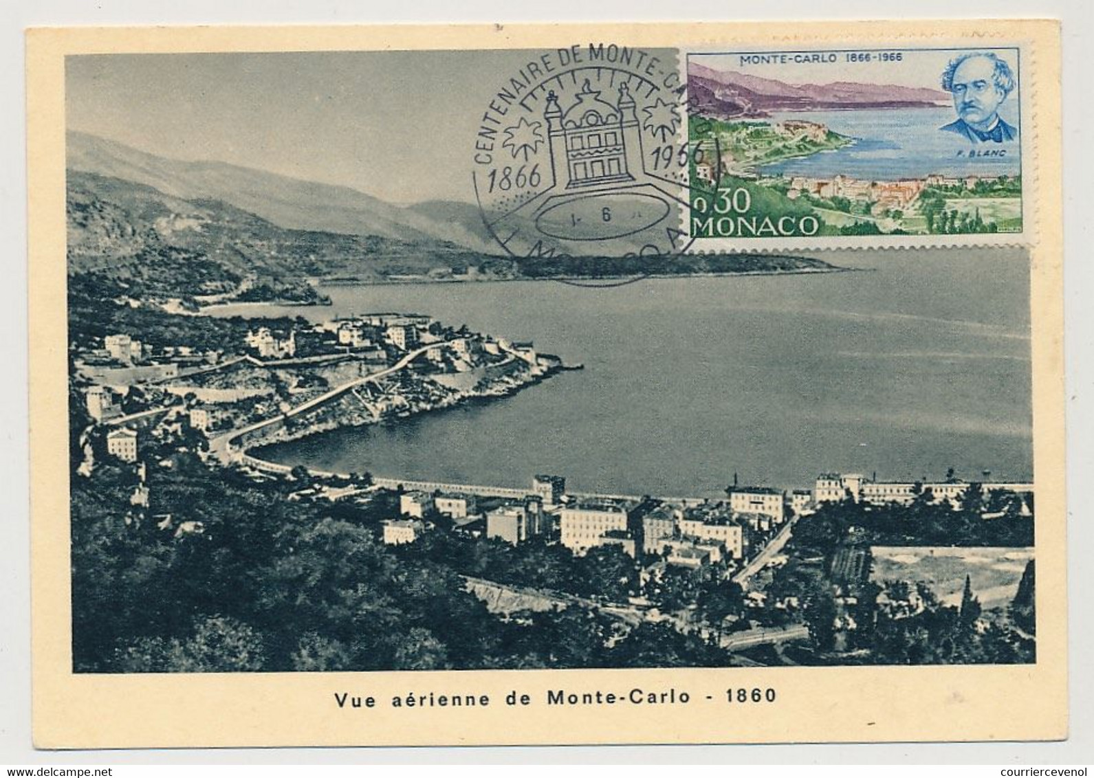 MONACO => Carte Maximum - 0,30 - Vue Aérienne De Monte-Carlo - Monaco A - 1/6/1966 - Cartas Máxima