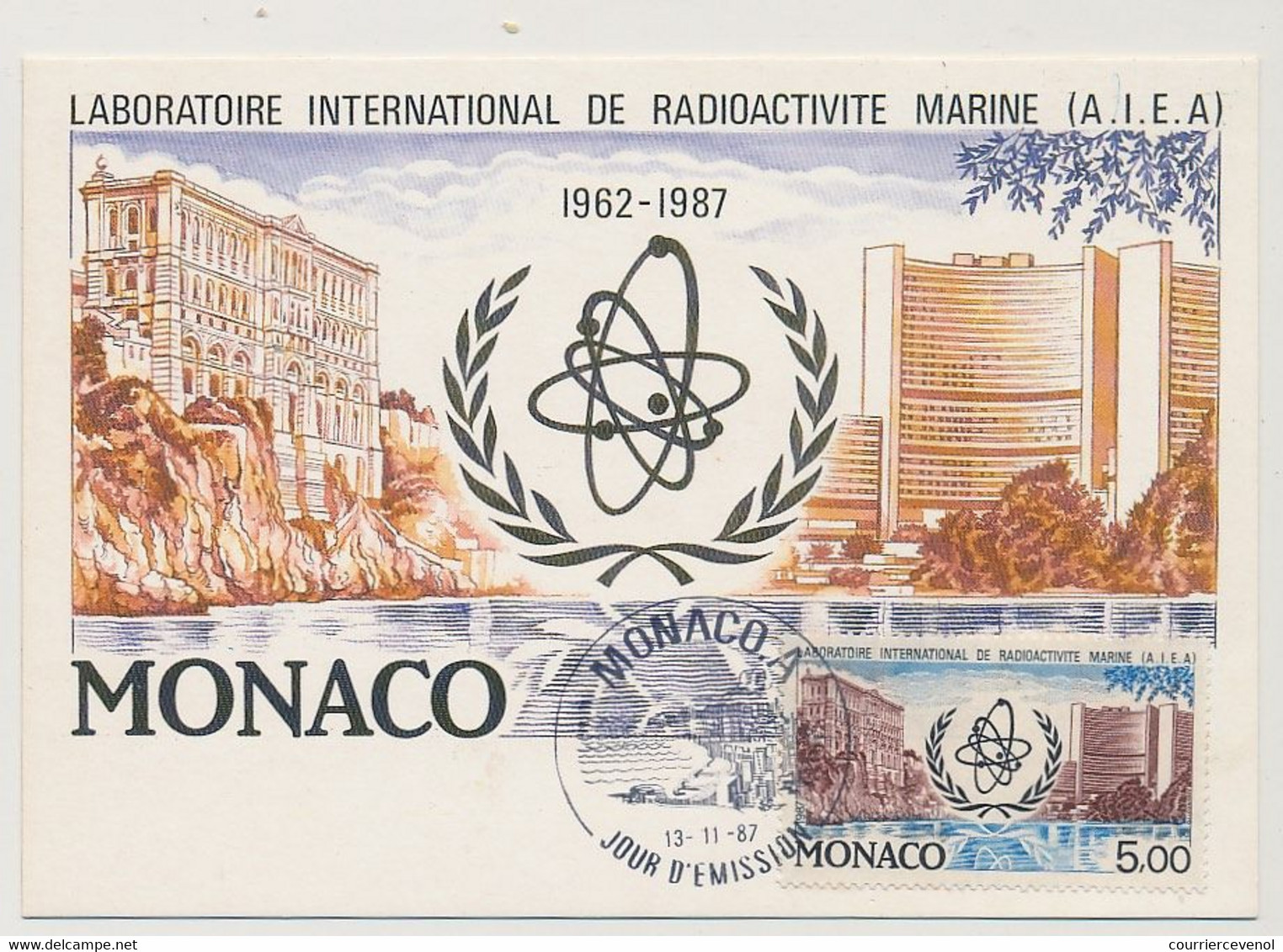 MONACO => Carte Maximum - 5,00 Laboratoire International De Radioactivité Marine - Monaco A - 13/11/1987 - Cartes-Maximum (CM)