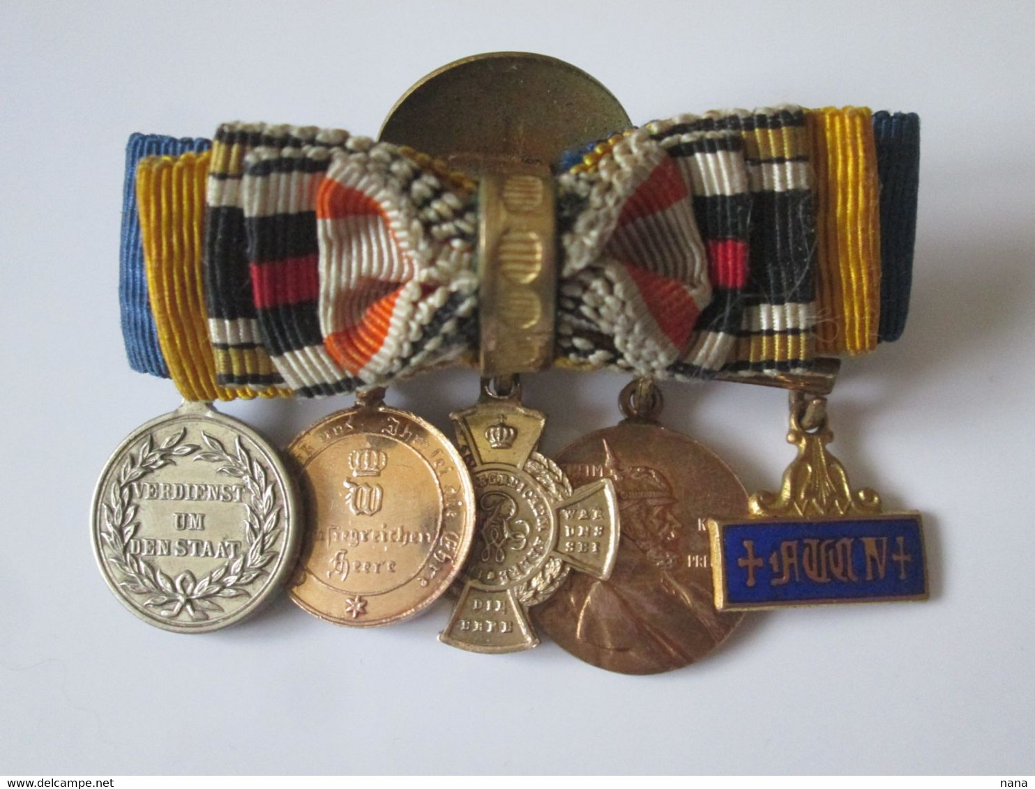 Rare! Prussia Ribbon Bars With 5 Mini Military Medals/Barrettes Prusse Avec 5 Mini Medailles Militaires Size=14-16 Mm - Alemania