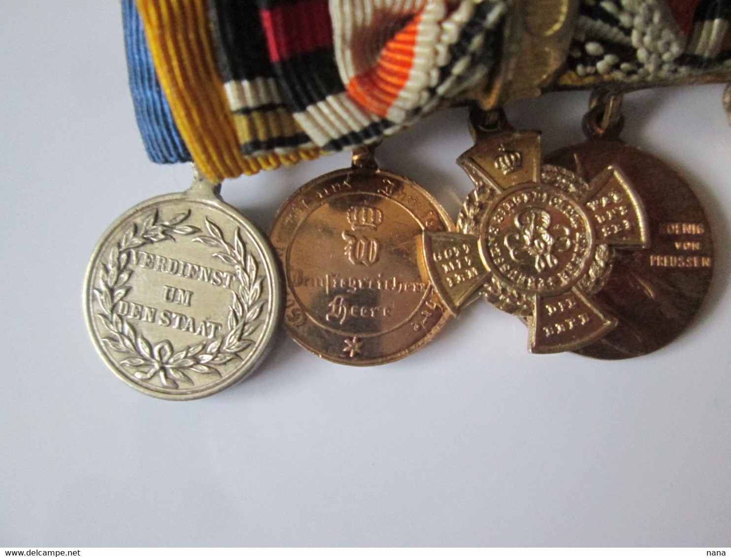 Rare! Prussia Ribbon Bars With 5 Mini Military Medals/Barrettes Prusse Avec 5 Mini Medailles Militaires Size=14-16 Mm - Allemagne